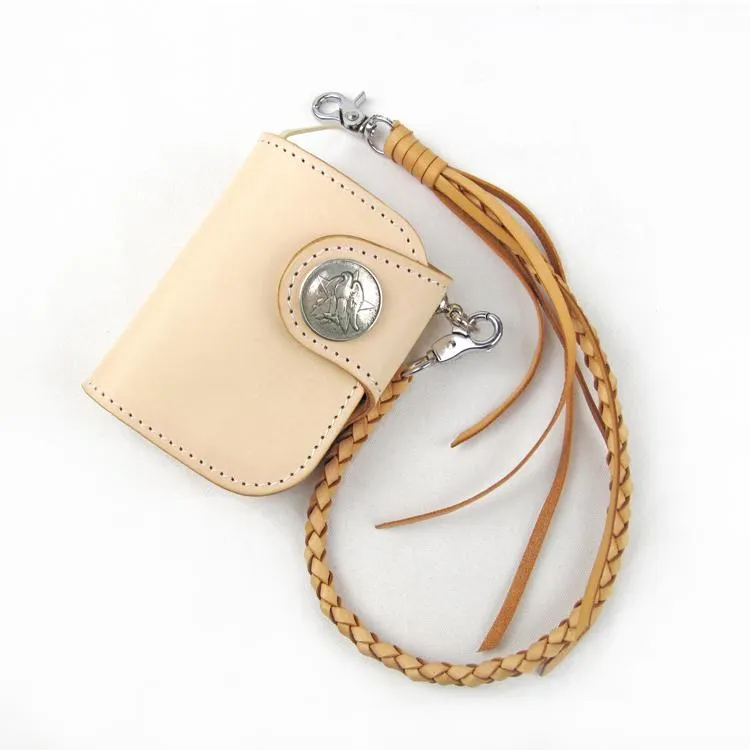 Handmade Leather Small Biker Chain Wallet Mens Cool billfold Chain Wallet