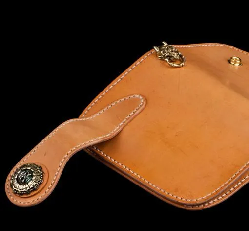 Handmade Leather Small Mens Chain Biker Wallet Cool Leather Wallet With billfold Chain Wallets for Men