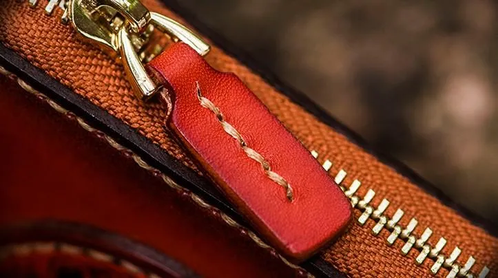 Handmade Leather Small Tibetan Tooled Mens billfold Wallet Cool Chain Wallet Biker Wallet for Men