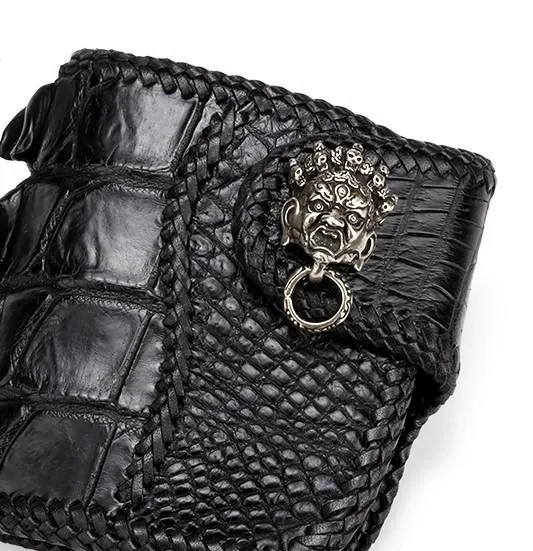 Handmade Leather Small Tooled Mens billfold Wallet Cool Chain Wallet Biker Wallet for Men