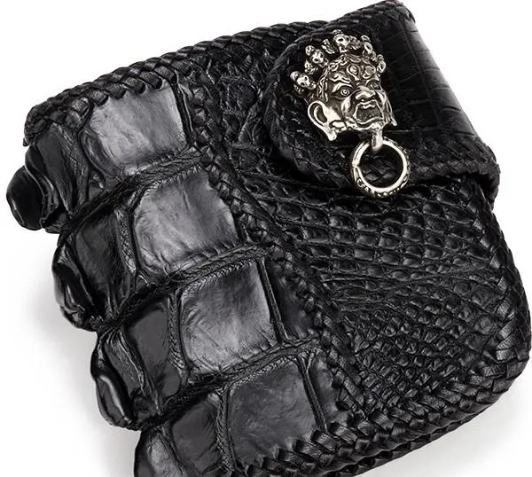 Handmade Leather Small Tooled Mens billfold Wallet Cool Chain Wallet Biker Wallet for Men