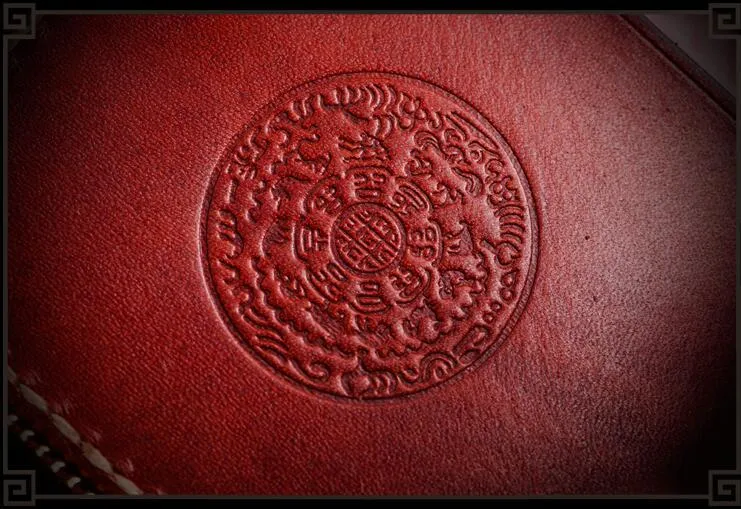 Handmade Leather Small Tooled Mens billfold Wallet Cool Chain Wallet Biker Wallets for Men