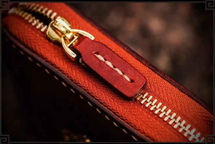 Handmade Leather Small Tooled Mens billfold Wallet Cool Chain Wallet Biker Wallets for Men