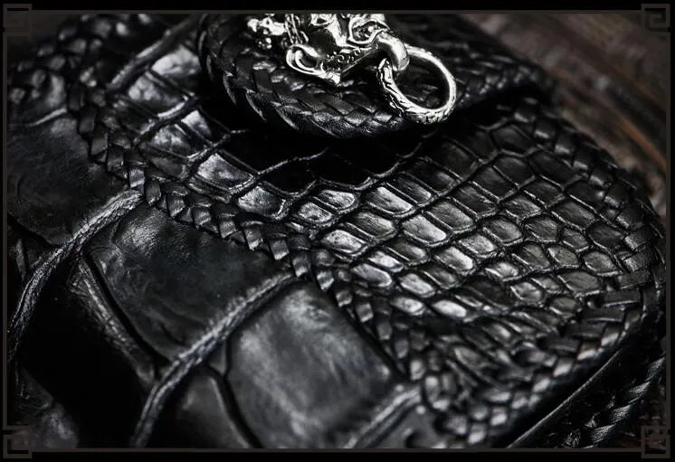 Handmade Leather Small Tooled Mens billfold Wallets Cool Chain Wallet Biker Wallet for Men