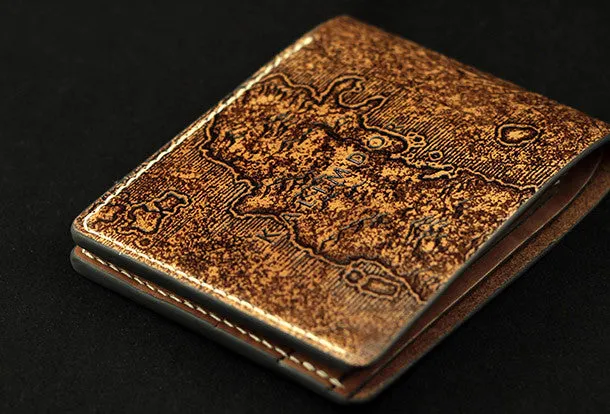 Handmade leather Small wallet custom WOW lich king Arthas carved leather billfold wallets for men