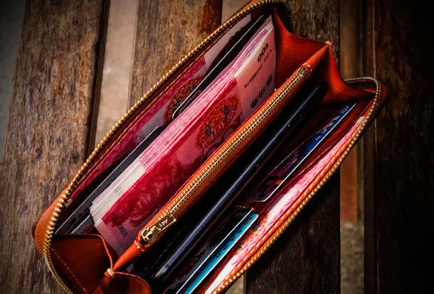 Handmade leather Tibet biker wallet long wallet black leather men phone