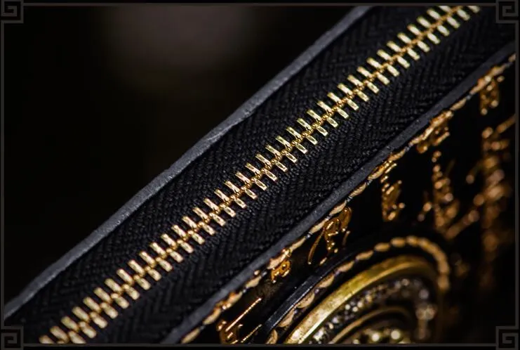 Handmade Leather Tibetan Mens Biker Chain Wallet Cool Leather Wallet Long Clutch Wallets for Men