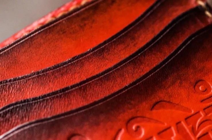 Handmade Leather Tibetan Mens Small Wallet Cool Leather Wallet billfold Wallet for Men