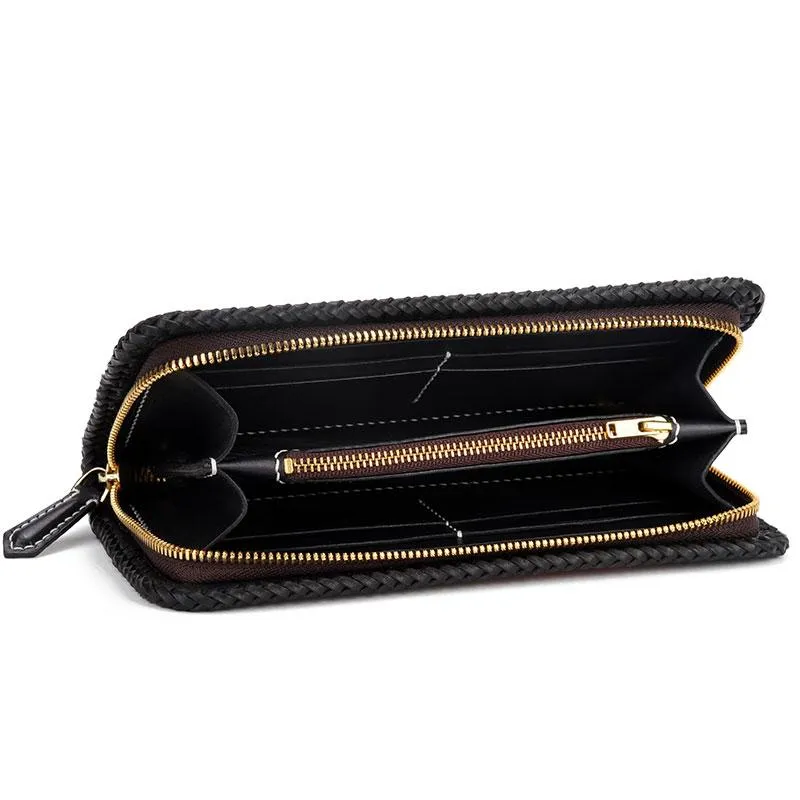 Handmade Leather Tooled Chinese Dragon Tiger Mens Chain Biker Wallet Cool Leather Wallet Long Clutch Wallets for Men
