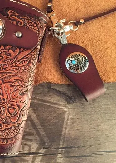 Handmade Leather Tooled Skull Mens Chain Biker Wallet Cool Leather Wallet Long Wallet for Men