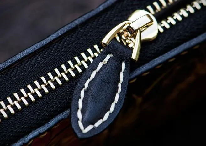 Handmade Leather Tooled Toad Chain Wallet Mens Biker Wallet Cool Leather Wallet Long Phone Wallets for Men