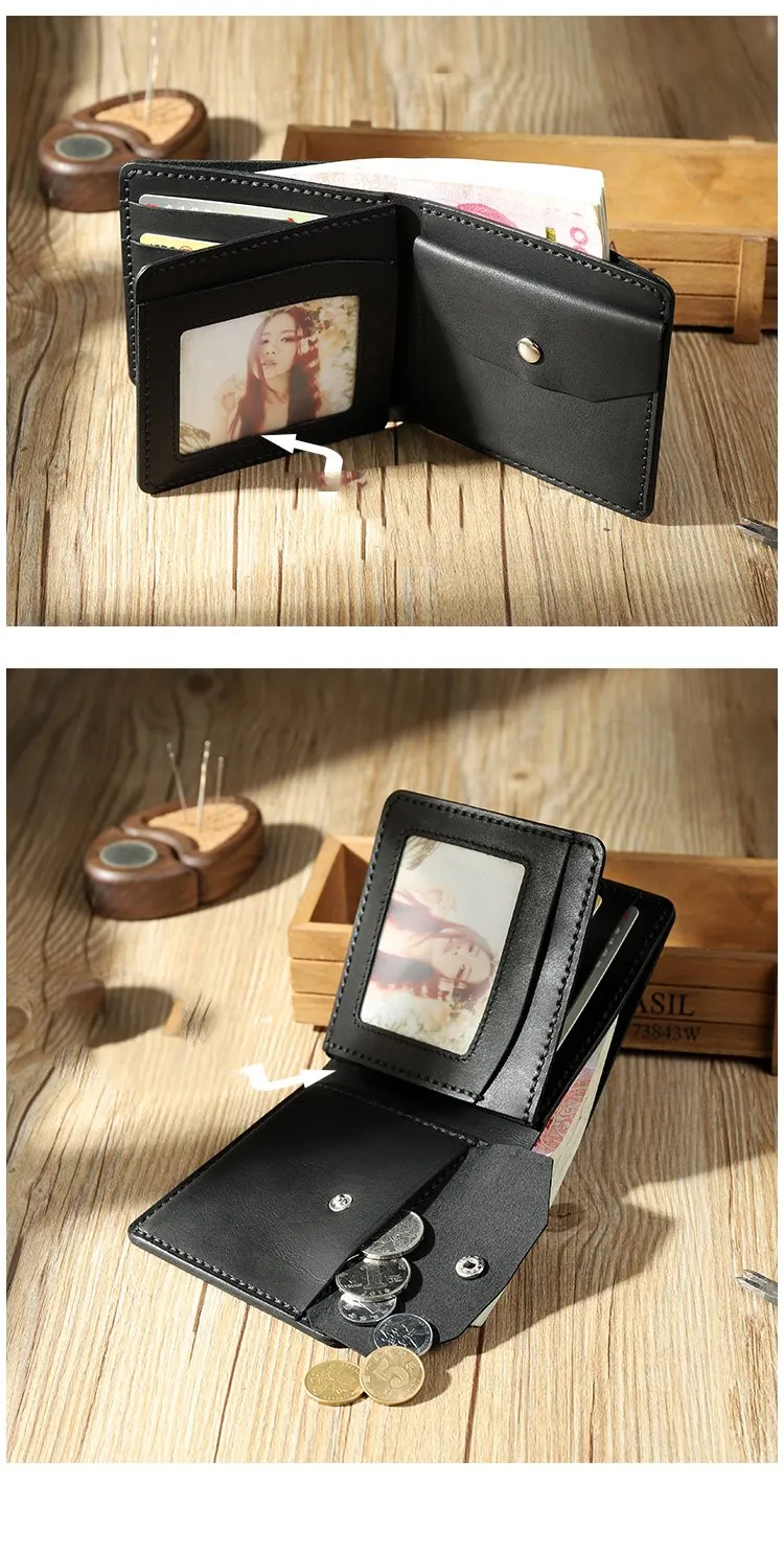 Handmade Leather Trifold Billfold Wallet Personalized Mens Trifold Wallets for Men