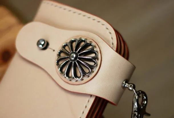 Handmade leather vintage men biker wallet bifold Long wallet purse clutch for men