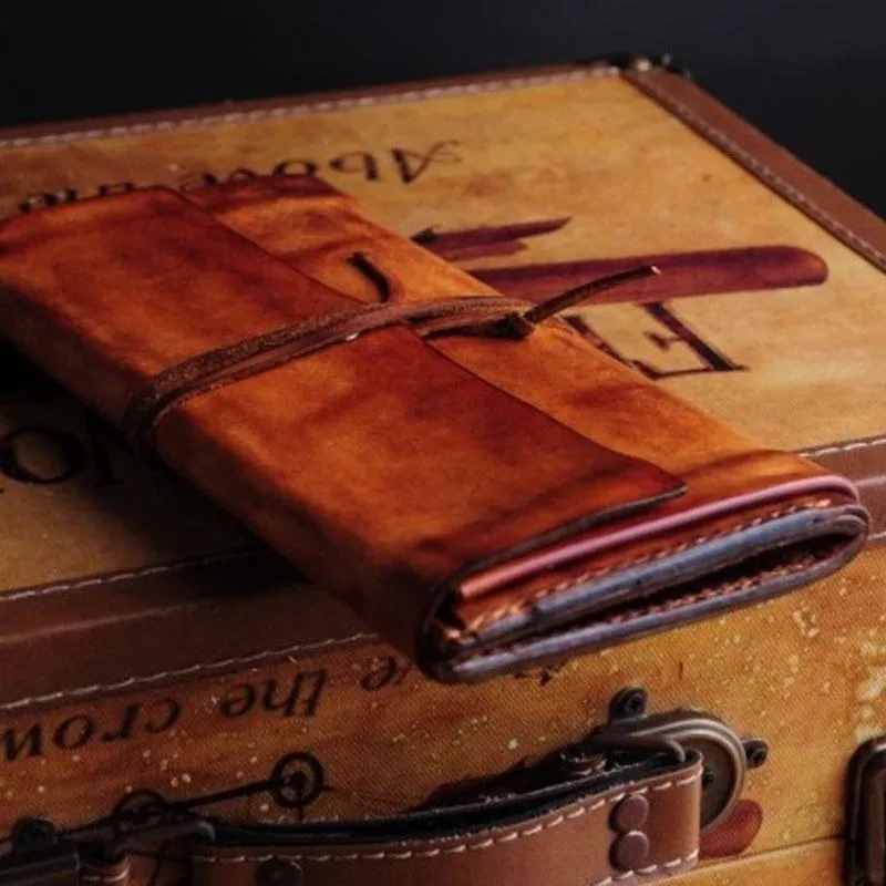 Handmade Leather Vintage Mens Long Wallet Cool Long Wallet for Men