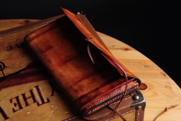 Handmade Leather Vintage Mens Long Wallet Cool Long Wallet for Men