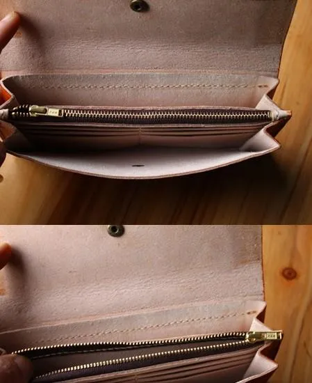 Handmade Leather Vintage Mens Long Wallet Cool Long Wallet for Men