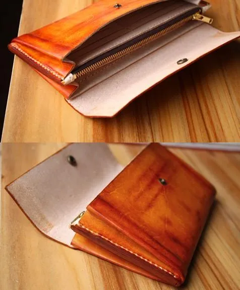 Handmade Leather Vintage Mens Long Wallet Cool Long Wallet for Men