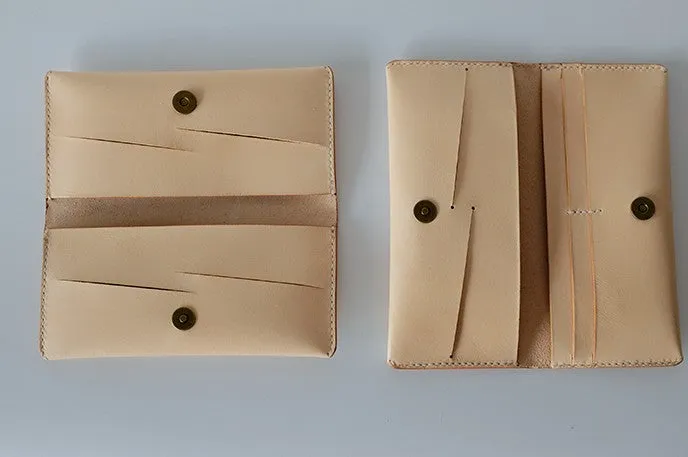 Handmade LEATHER Womens Long Wallets Leather Bifold Long Wallet FOR Women