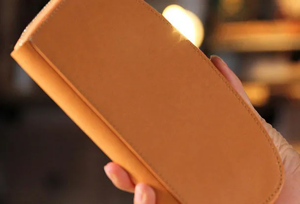 Handmade leather womens zipper clutch wallet long wallet for women