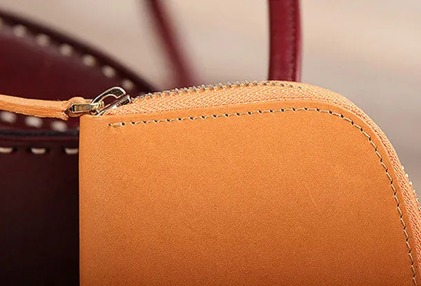 Handmade leather womens zipper clutch wallet long wallet for women