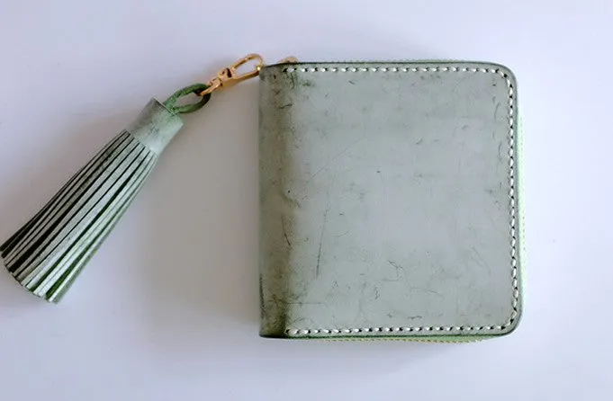 Handmade LEATHER Womens Zipper Small Wallet Leather Tassels Small Wallet FOR Women
