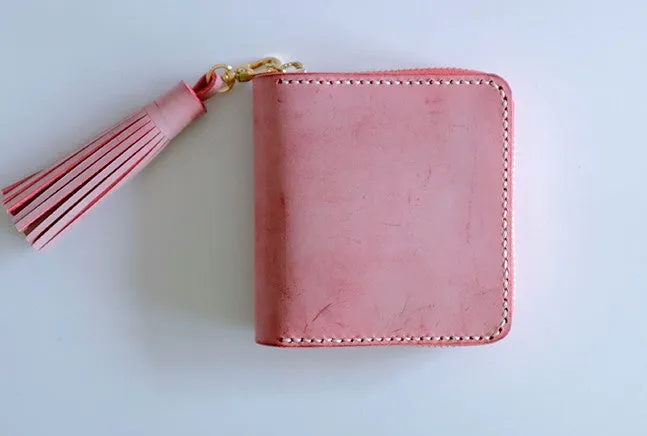 Handmade LEATHER Womens Zipper Small Wallet Leather Tassels Small Wallet FOR Women