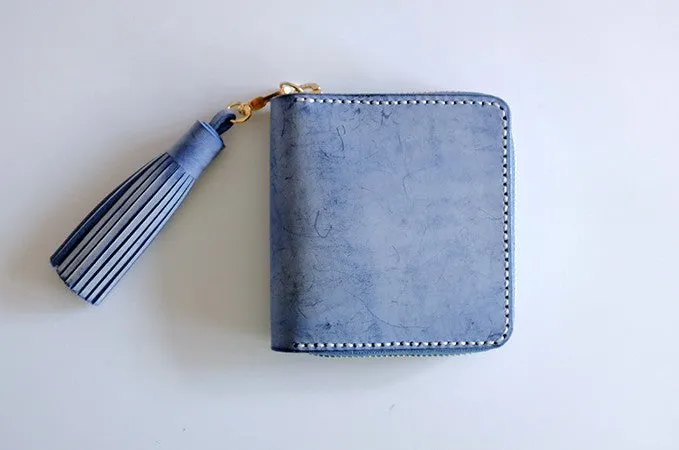 Handmade LEATHER Womens Zipper Small Wallet Leather Tassels Small Wallet FOR Women