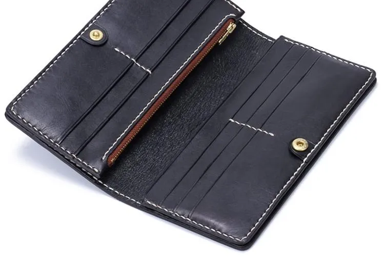 Handmade Leather Zebra Tooled Mens Chain Biker Wallet Cool Leather Wallet With Chain Wallets for Men