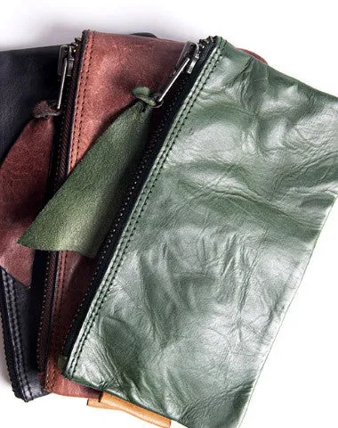 Handmade long wallet leather men phone zip clutch vintage wallet for men