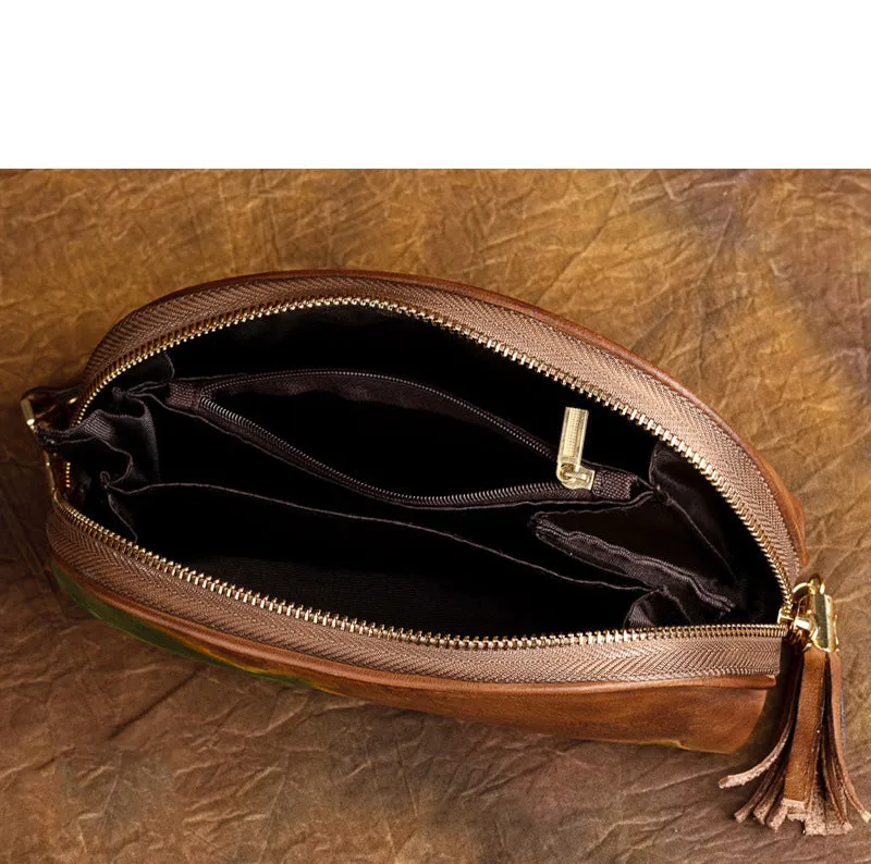 Handmade Lotus Flower Leather Wristlet Wallet Womens Zip Around Wallets Flowers Ladies Zipper Clutch Wallet for Women