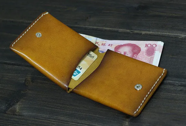 Handmade Men billfold leather wallet men vintage brown coffee wine wallet for him