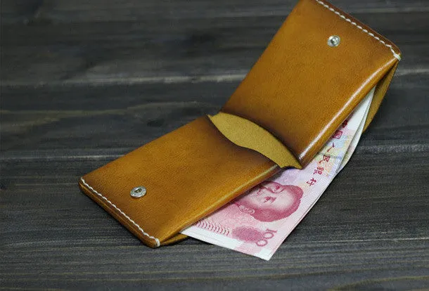 Handmade Men billfold leather wallet men vintage brown coffee wine wallet for him