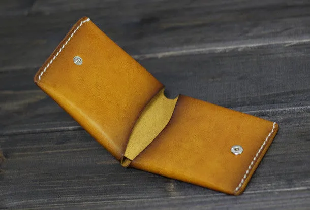 Handmade Men billfold leather wallet men vintage brown coffee wine wallet for him
