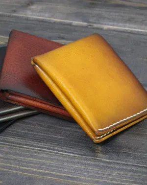 Handmade Men billfold leather wallet men vintage brown coffee wine wallet for him