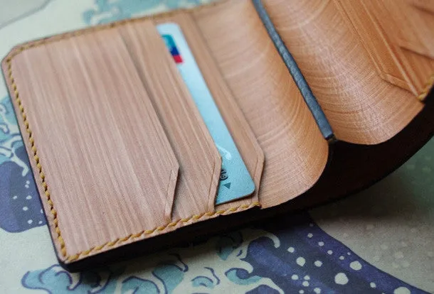 Handmade men wallet vintage flower&Cryprinus carpiod leather billfold wallet for women/men