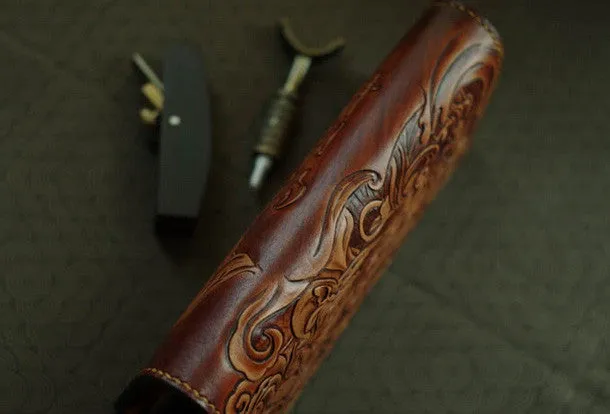 Handmade men wallet vintage hand painting god of law leather biker wallet for men