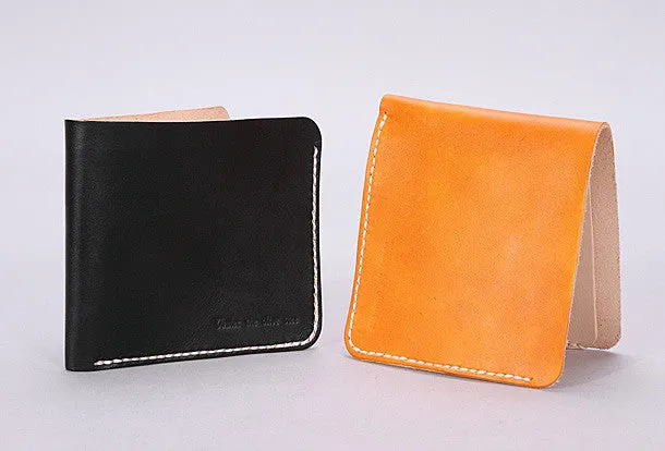 Handmade mens beige black minimalist slim leather billfold card wallet for men