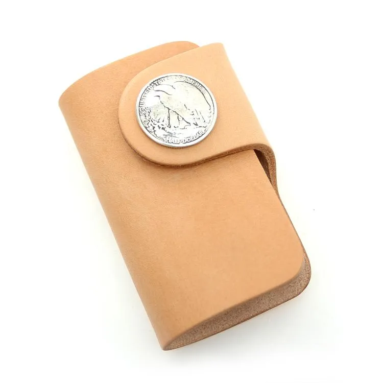 Handmade Mens Beige Leather Biker Key Wallet Cool Small Key Wallets Key Holder