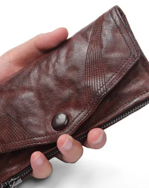 Handmade Mens Cool Long Leather Chain Wallet Cards Biker Trucker Wristlet Wallet