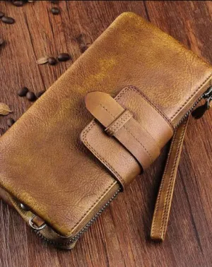 Handmade Mens Cool Long Leather Chain Wallet Cards Biker Trucker Wristlet Wallet