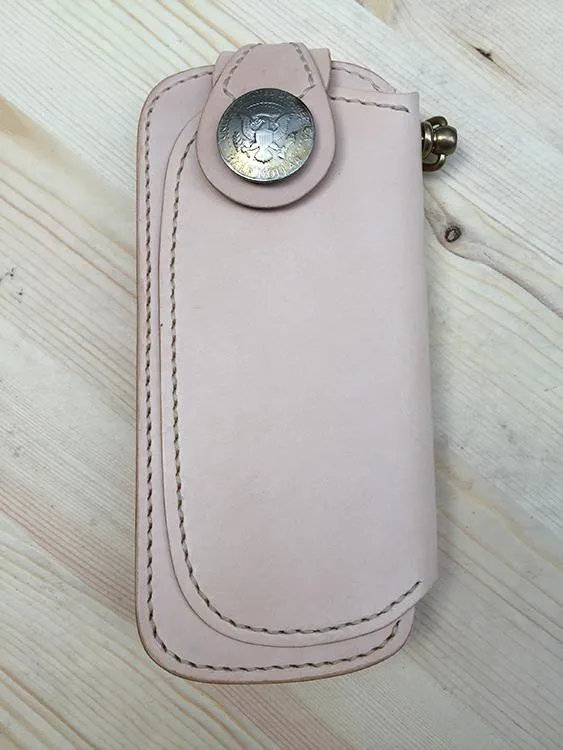 Handmade Mens Leather Biker Wallet Biker Chain Wallets Cool Long Wallet with Chain