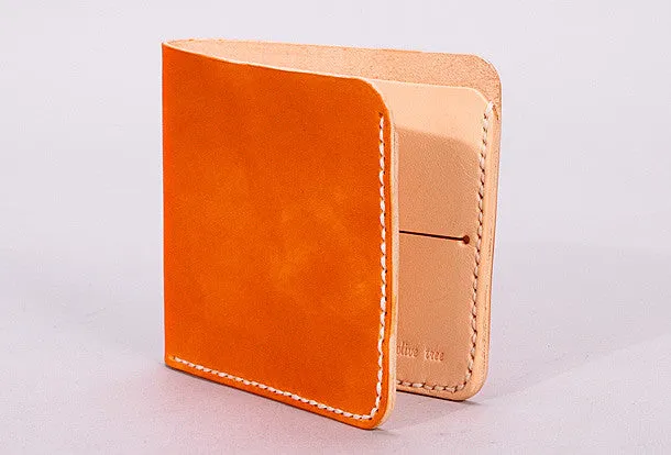 Handmade mens orange black minimalist slim leather billfold card wallet for men