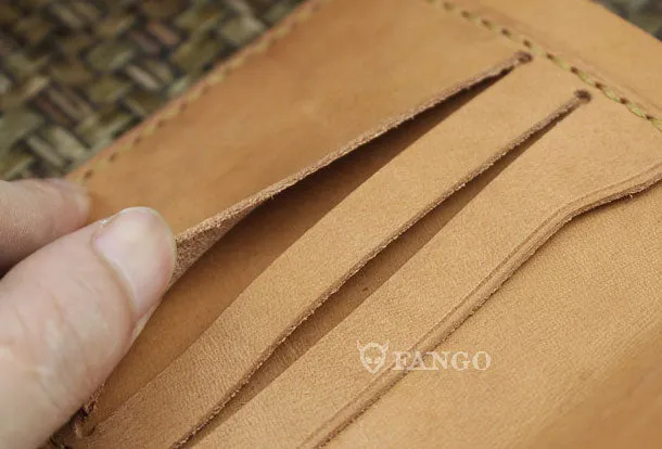 Handmade mens small leather wallet flowral leather billfold wallets for men women