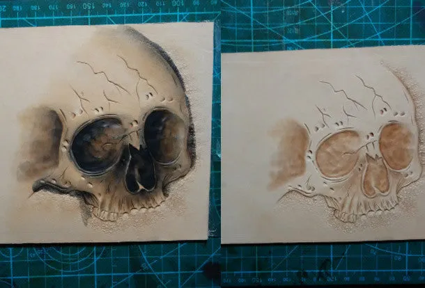 Handmade skull small leather wallet men tooled cool billfold wallet for him