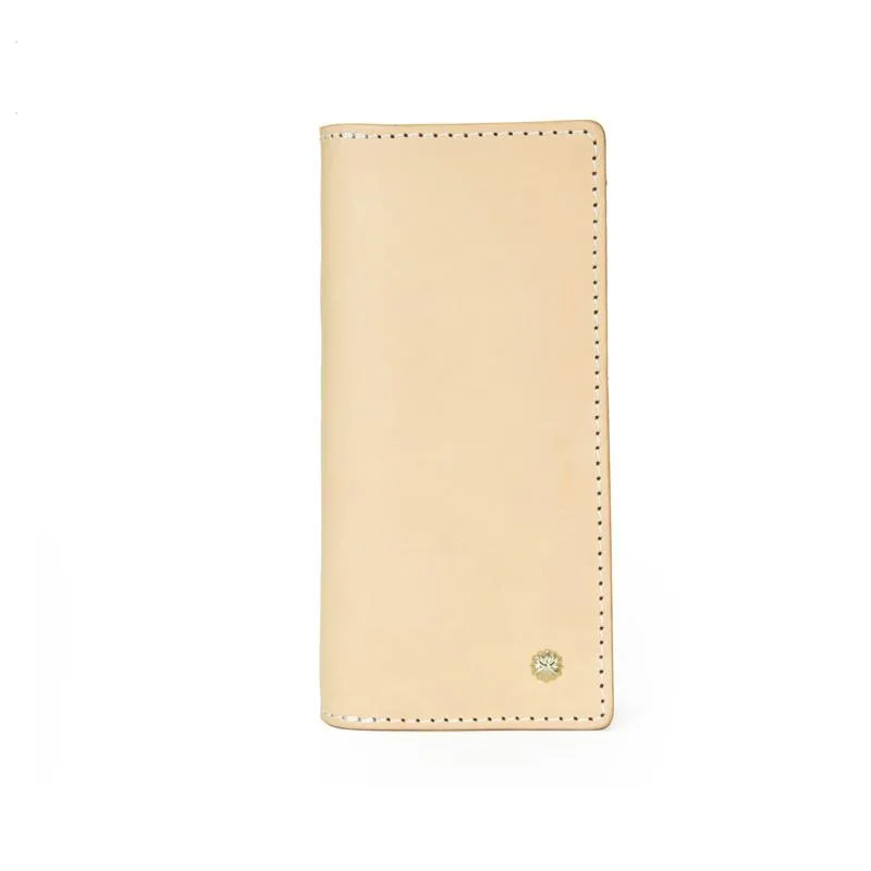 Handmade Studded Mens Light Beige Leather Long Wallets Cool Bifold Long Wallet for Men