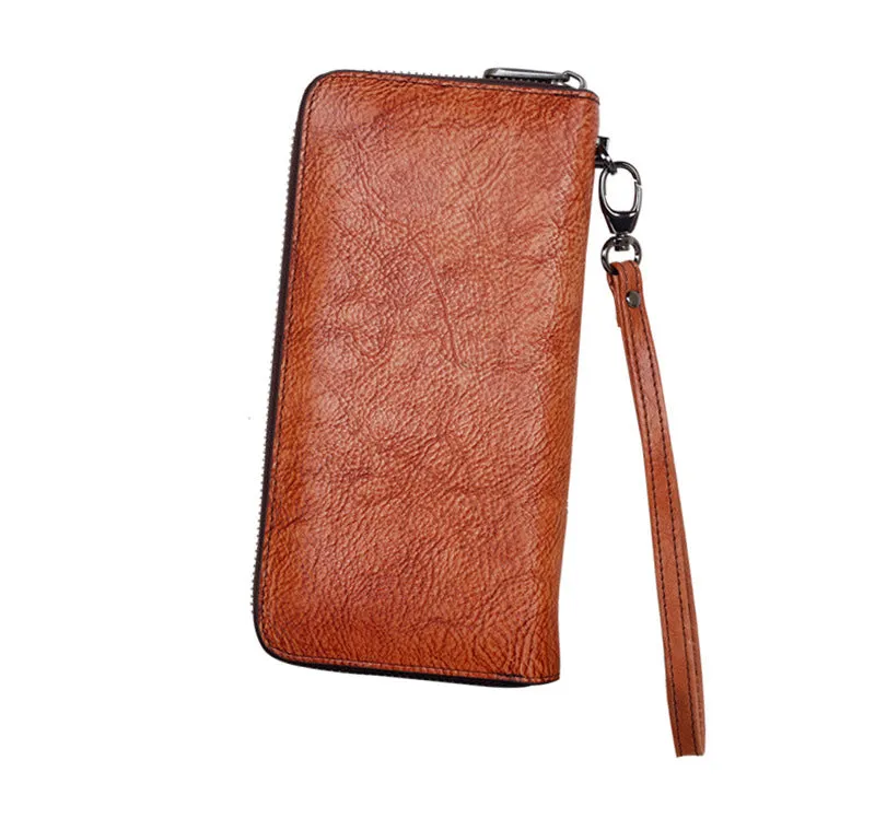 Handmade Sunflower Red Leather Wristlet Wallet Womens Zip Around Wallets Sunflower Ladies Zipper Clutch Wallet for Women