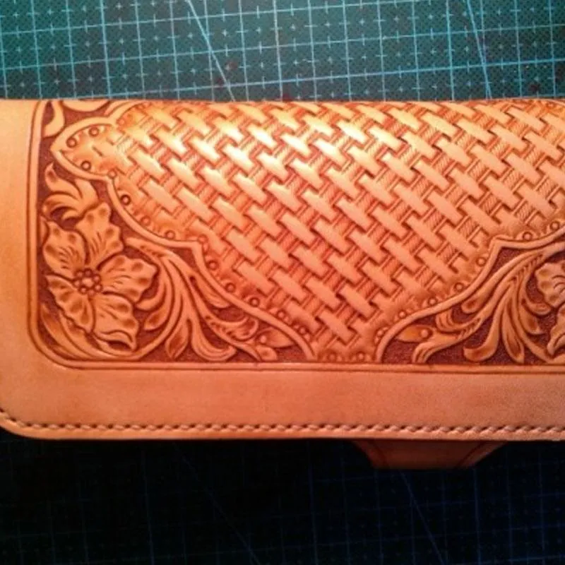 Handmade Tooled Floral Mens Leather Long Wallet Cool Long Wallet for Men