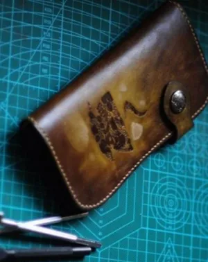 Handmade Tooled Mens Leather Long Biker Wallet Cool Long Chain Wallet for Men
