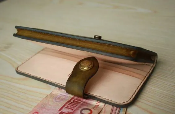 Handmade Tooled Mens Leather Long Biker Wallet Cool Long Chain Wallet for Men