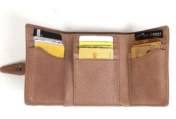 Handmade vintage purse leather wallet billfold wallet coin wallet green beige women